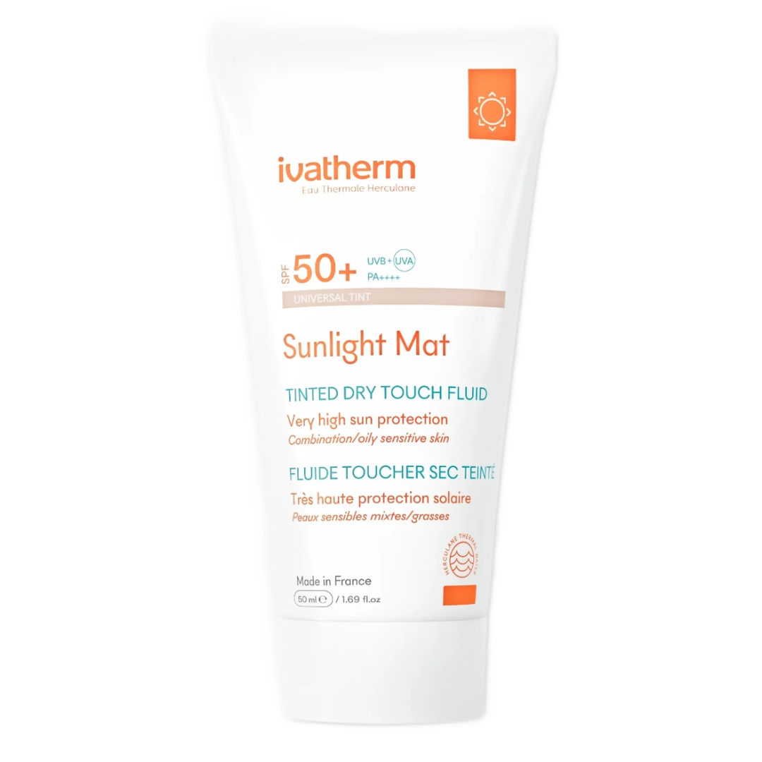 Fluid colorat matifiant Sunlight Mat Tinted Dry Touch, SPF50+, 50 ml, Ivatherm