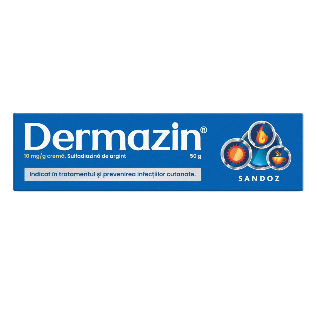 Dermazin crema 1%, 50 g, afectiuni cutanate, Sandoz