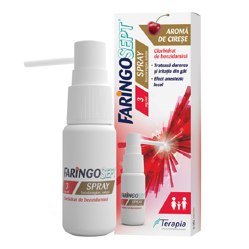 Faringosept, 3 mg/ml spray bucofaringian, solutie, 30 ml, Terapia