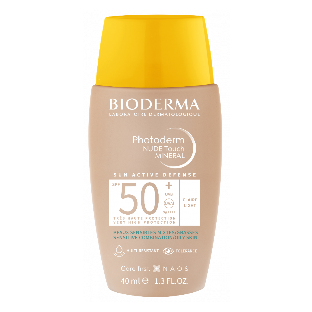 Fluid cu protectie solara SPF 50+ Mineral Photoderm Nude Touch, Deschis, 40 ml, Bioderma
