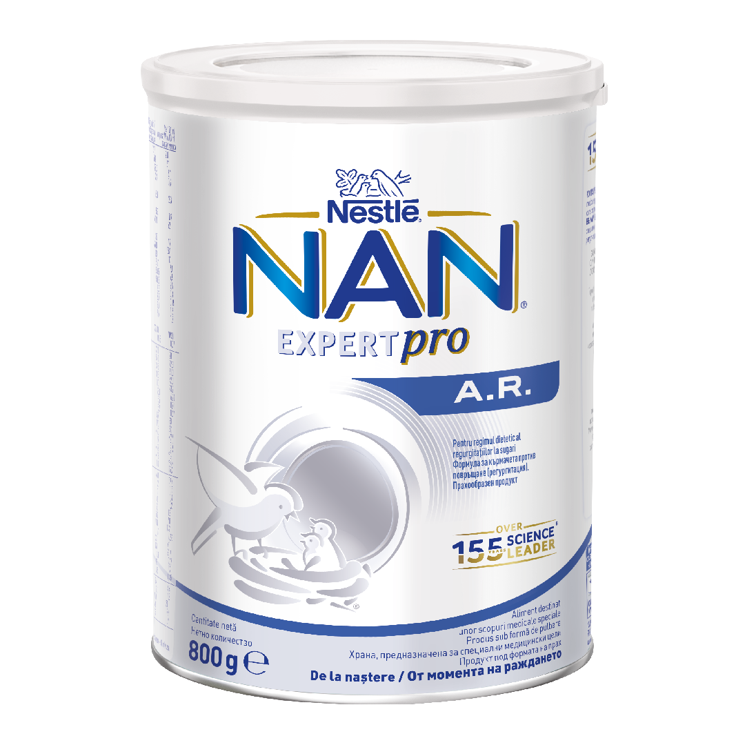 Formula speciala de lapte praf anti-reflux Nan AR, +0 luni, 800 g, Nestle