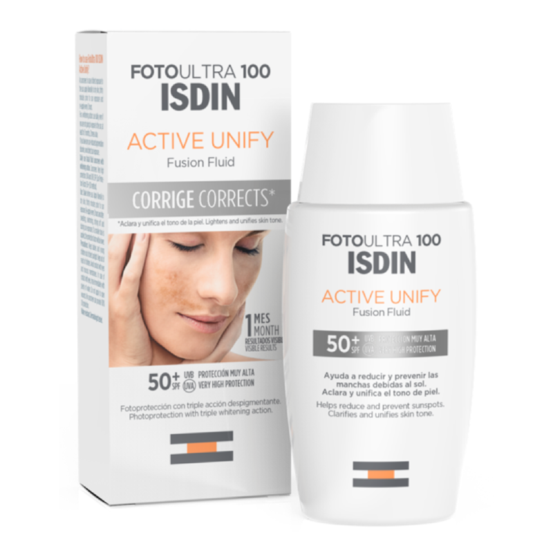 Fluid fata cu protectie solara SPF 50+, Fotoultra Active Unify 100+ Fusion Fluid, 50ml, Isdin