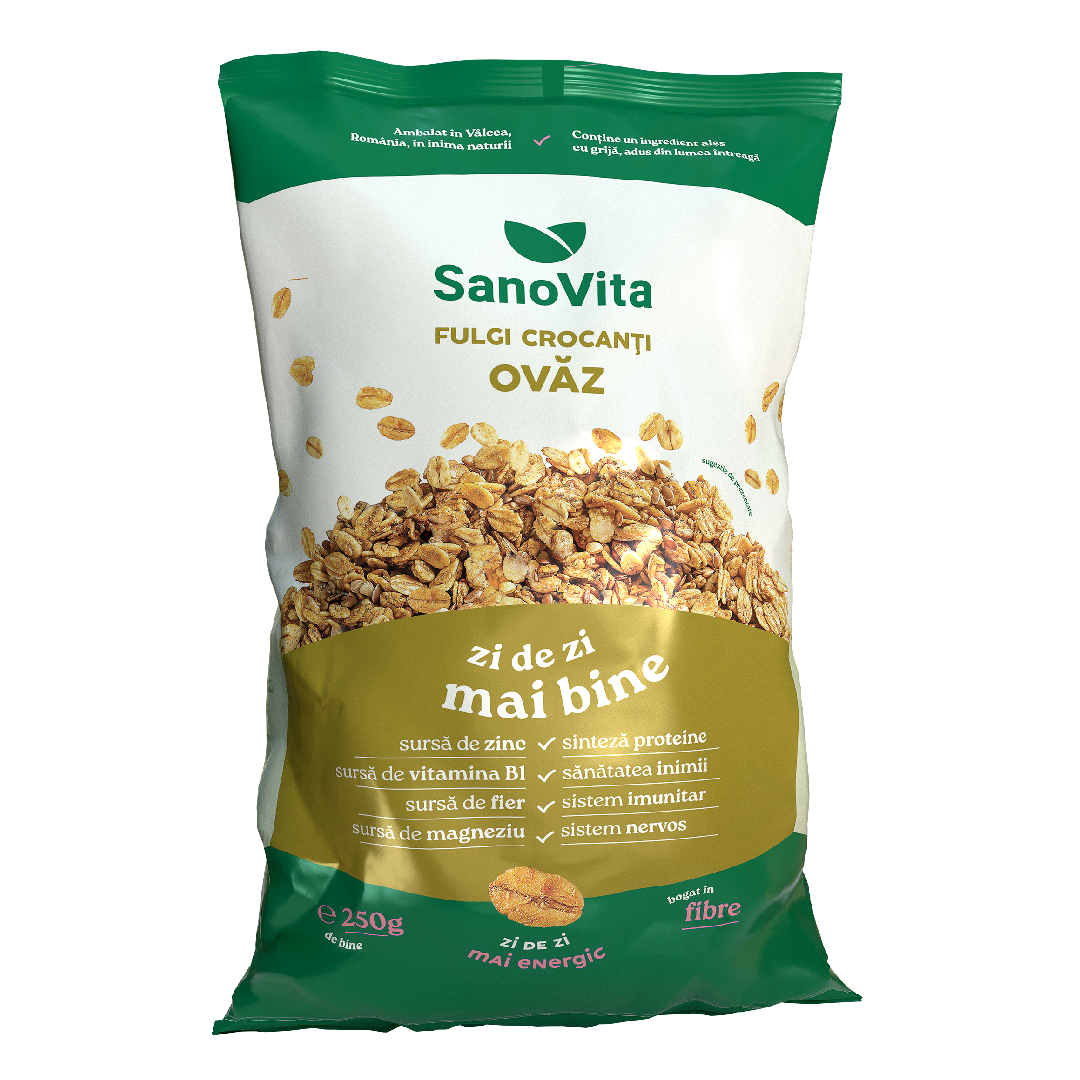 Fulgi de ovaz crocanti, 250g, Sanovita