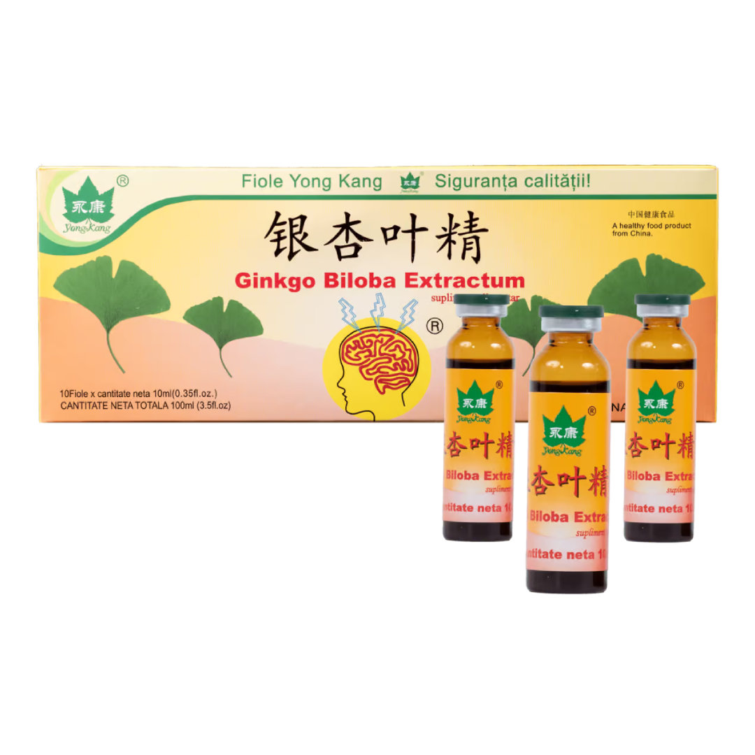 Ginkgo Biloba si Ginseng Extractum, 10 fiole, YongKang
