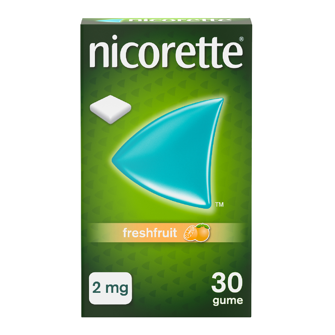 Guma medicamentoasa masticabila Freshfruit, 2 mg, 30 gume, Nicorette