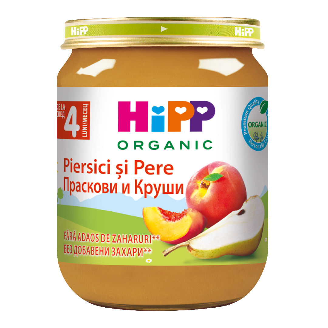 Piure piersici si pere, de la 4 luni, 125g, Hipp