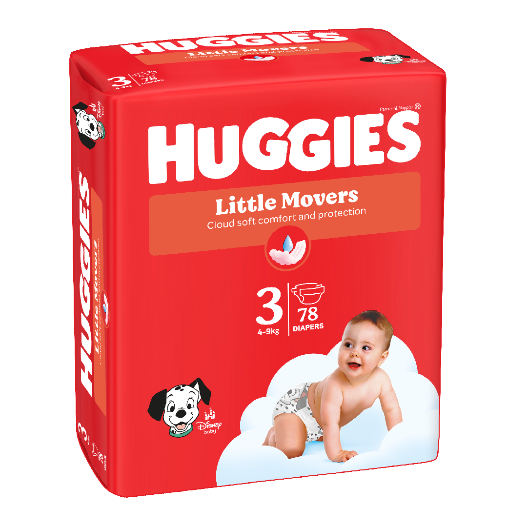 Scutece Little Movers, Nr.3, 4-9 kg, 78 bucati, Huggies