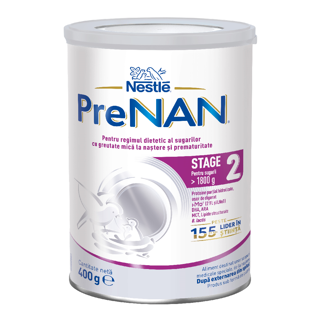 Formula speciala de lapte praf PreNAN Stage 2, +0 luni, 400 g, Nestle