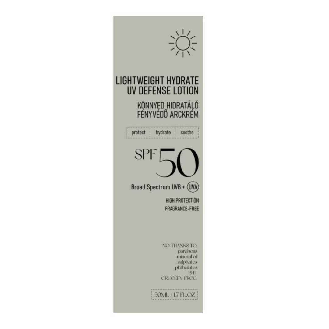 Lotiune hidratanta lejera cu SPF 50 Lightweight Hydrate UV Defense, 50 ml, Nerds