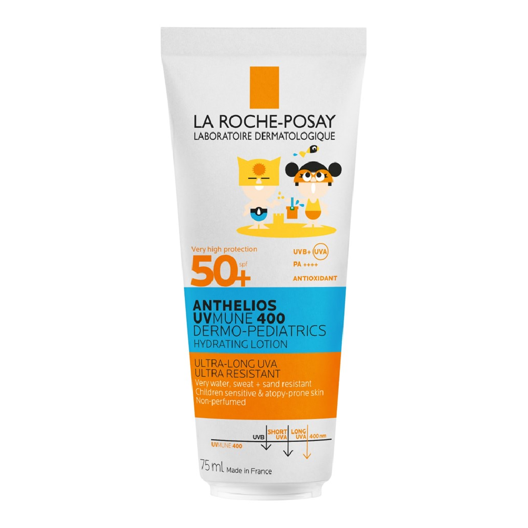 Lapte Hidratant cu protectie solara pentru copii, fata si corp SPF50+, Anthelios UVMUNE 400 Dermo-Pediatrics, 75ml, La Roche-Posay