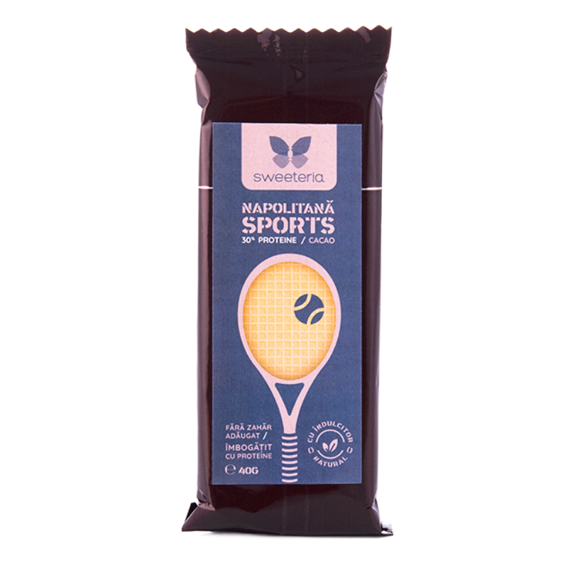 Napolitane Sports cu crema de cacao si Stevia, 40 g, Sweeteria