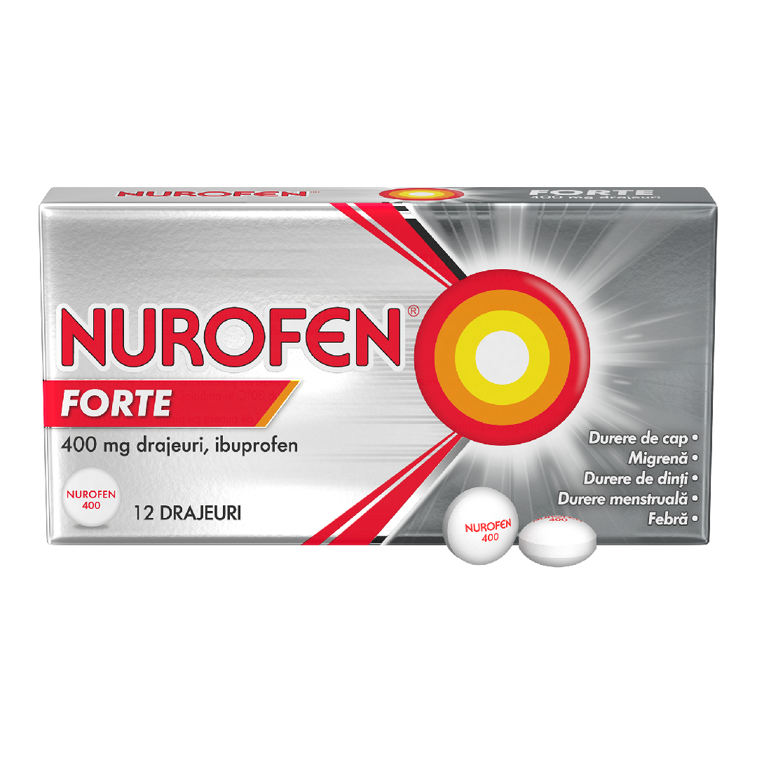 Nurofen Forte 400 mg, 12 drajeuri, Reckitt