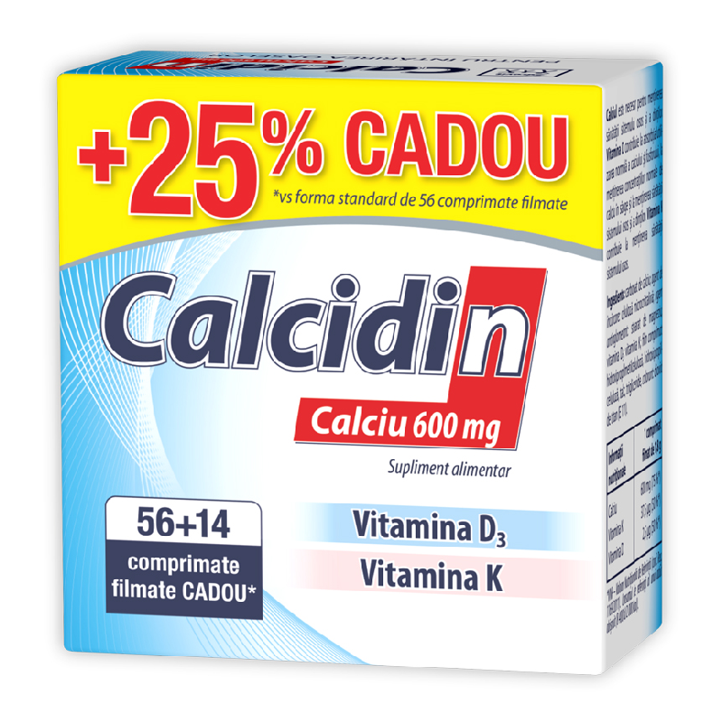 Calcidin 600mg, 56 + 14 comprimate, Zdrovit