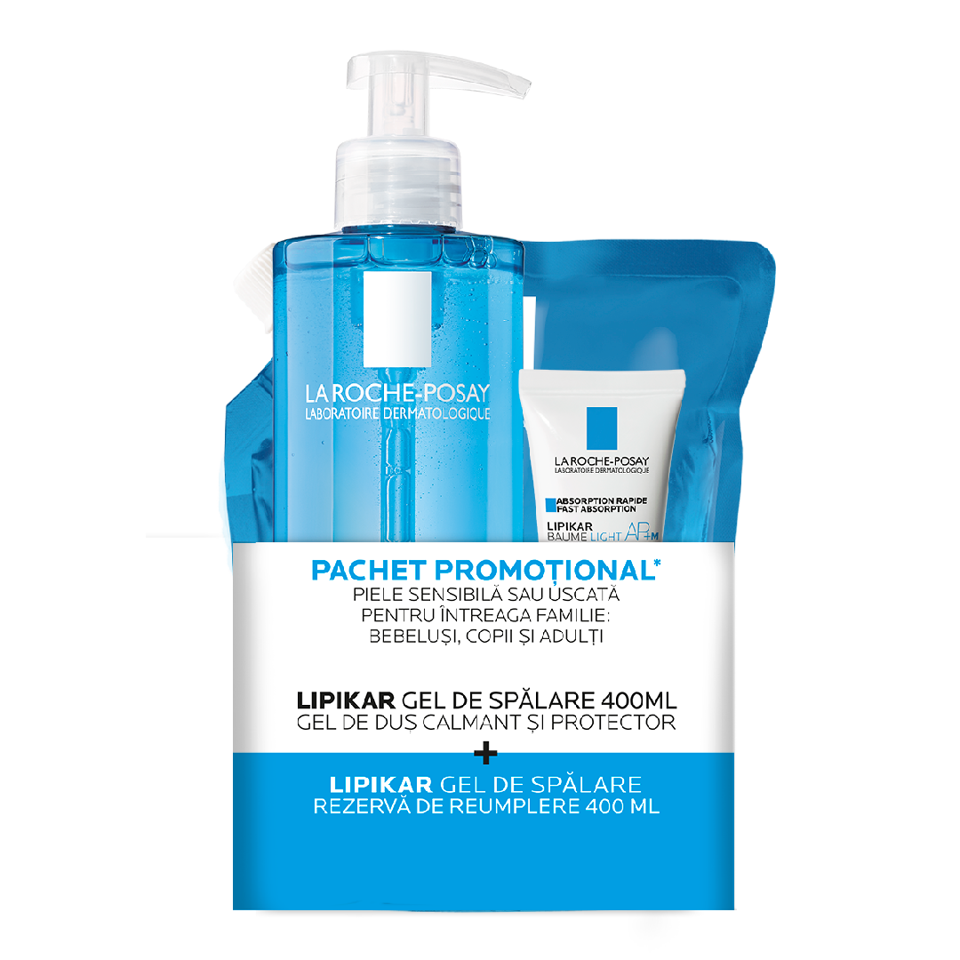 Pachet Gel de dus calmant Lipikar, 400 ml + Rezerva, 400 ml +