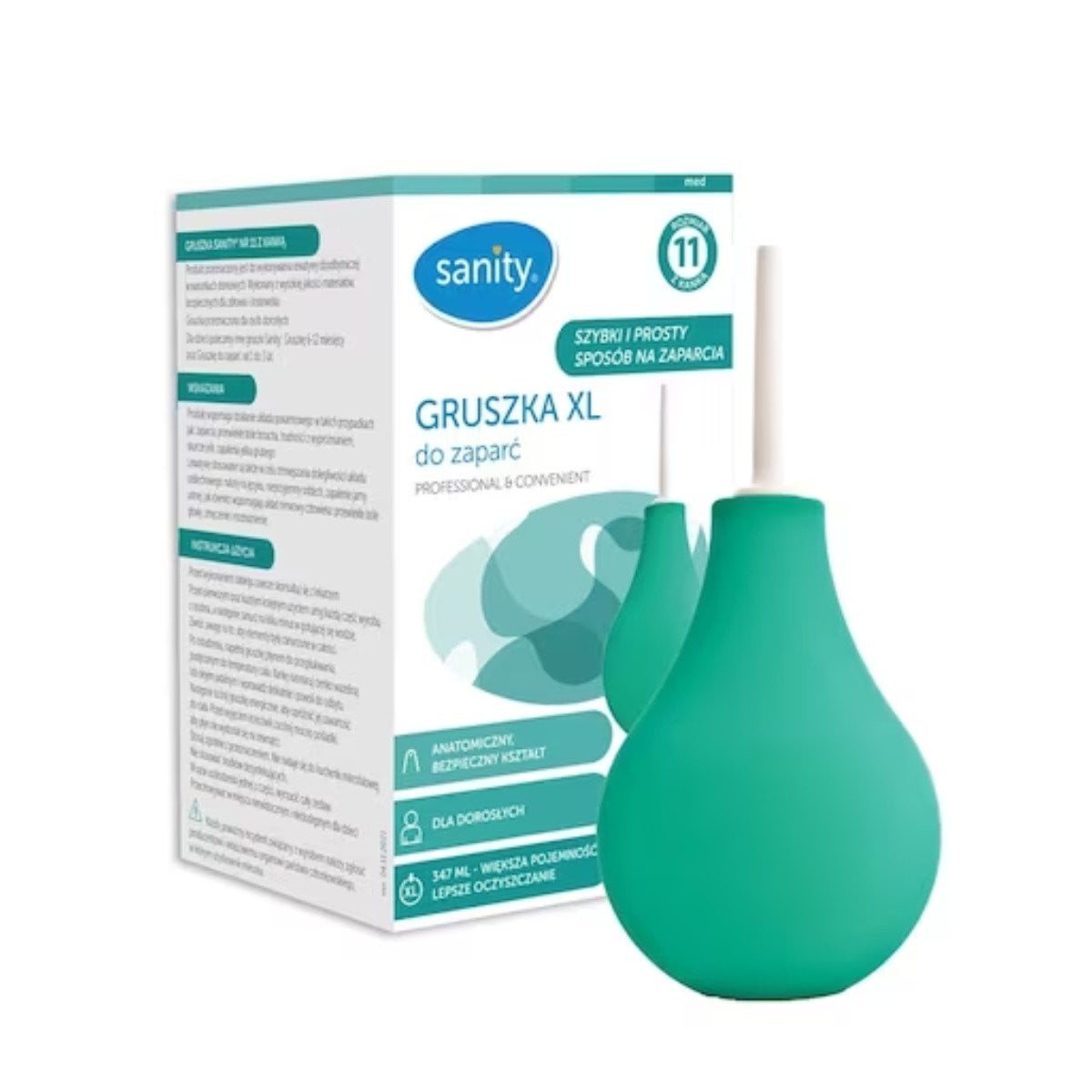 Para Sanity XL nr. 11 pentru irigare intestinala, din cauciuc, pentru adulti si copii 3 ani+, 347 ml, Verde