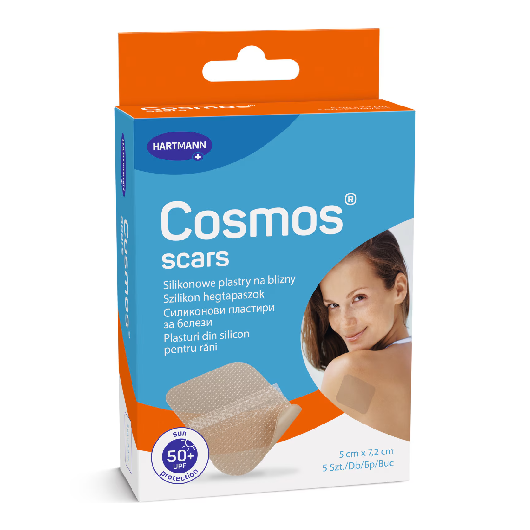 Plasturi siliconici pentru cicatrici Cosmos Scars, 7.2*5 cm, 5 bucati, Hartmann