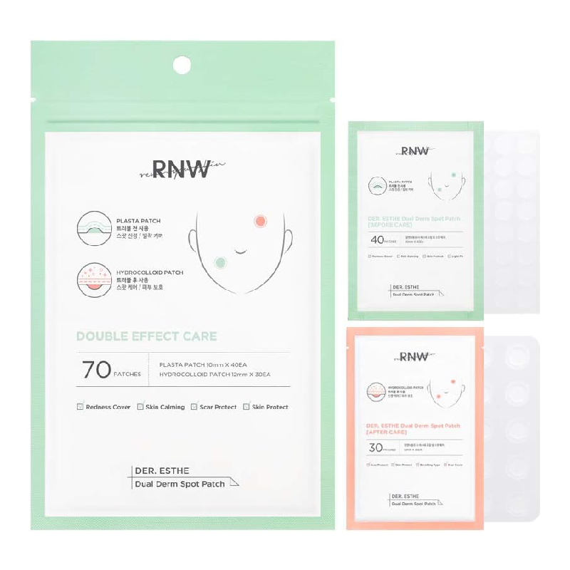 Plasturi pentru acnee Dual Derm Spot, 70 bucati, RNW