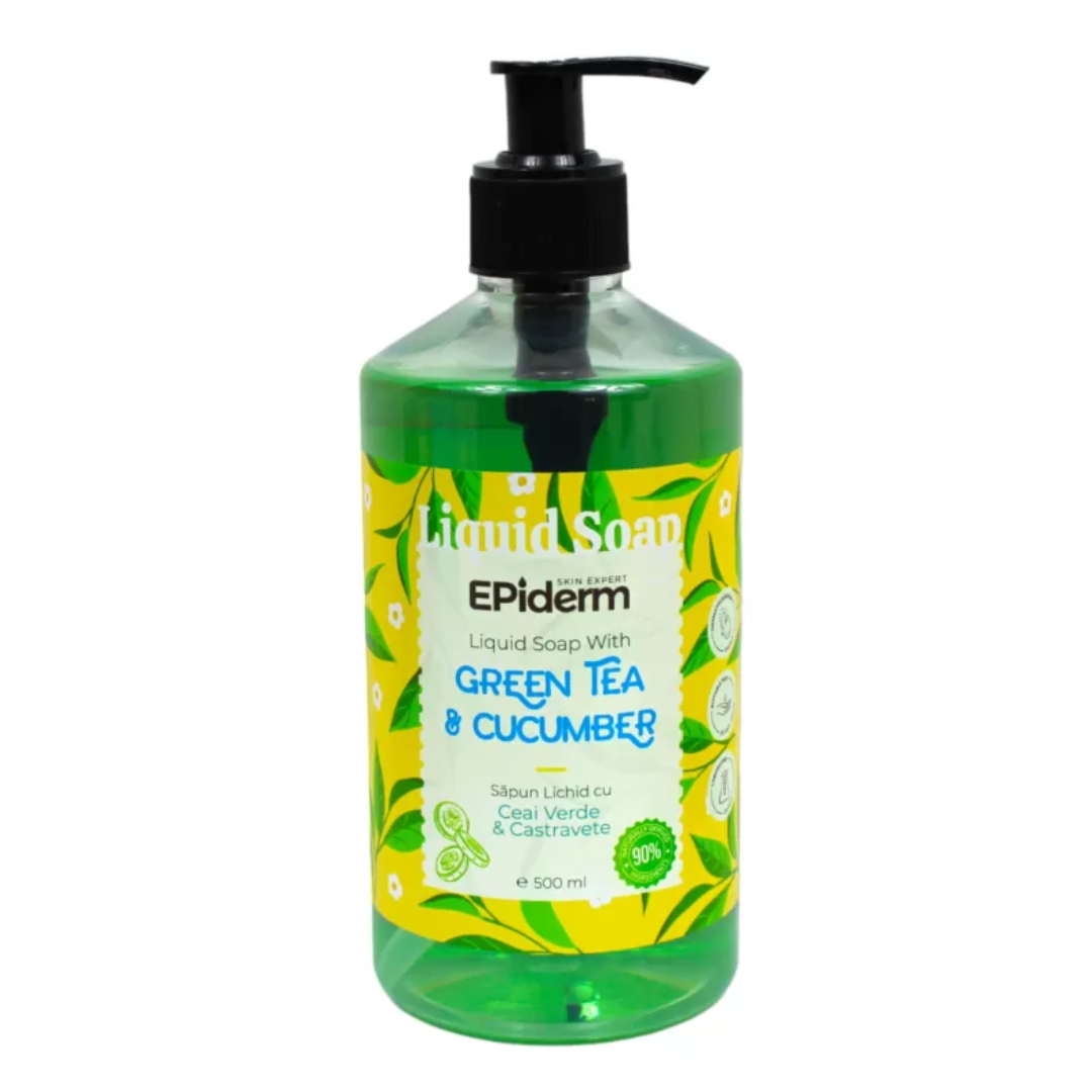 Sapun lichid cu extract de Ceai Verde si Castravete, 500 ml, Epiderm