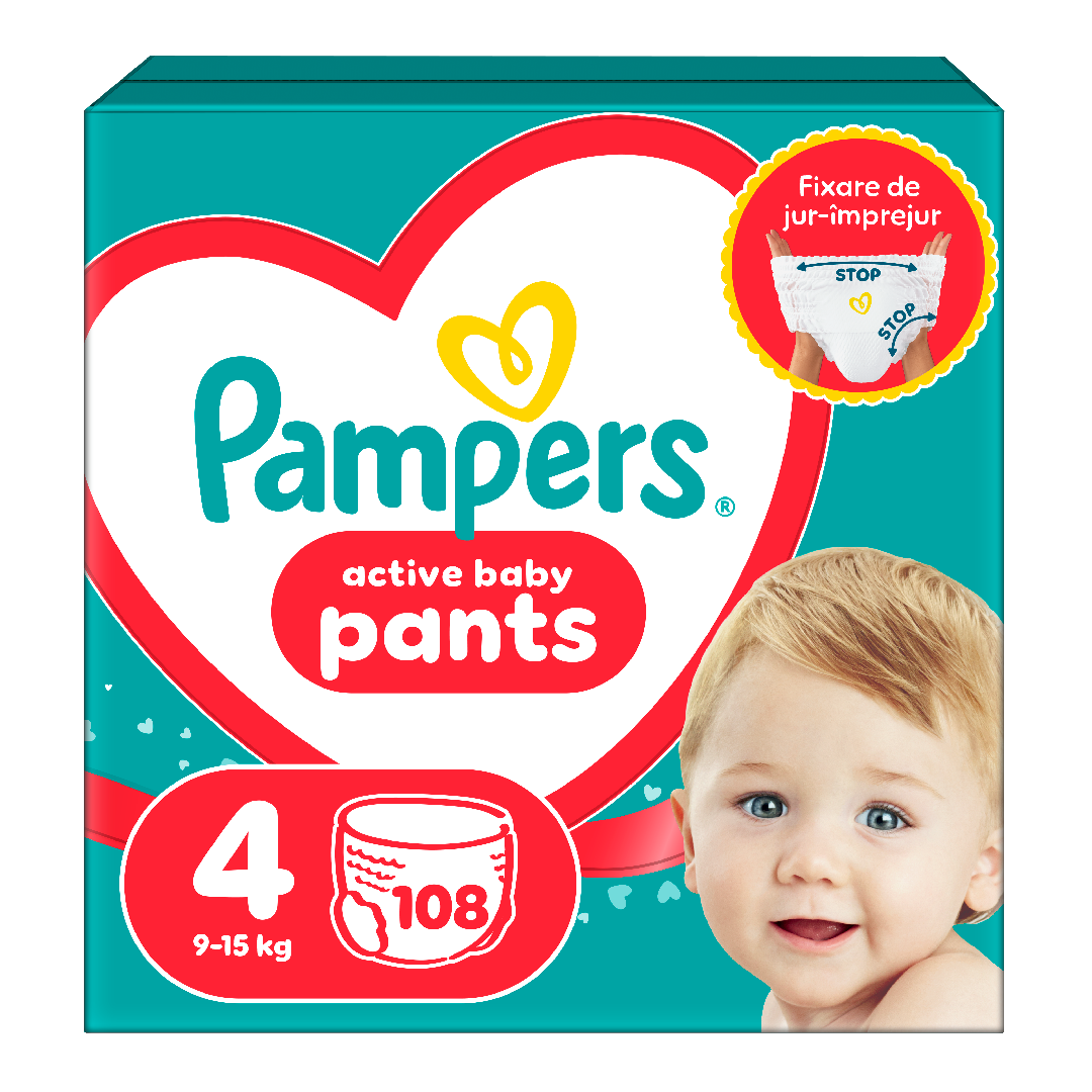 Scutece chilotel Active Baby Pants, marimea 4, 9-15 kg, 108 bucati, Pampers