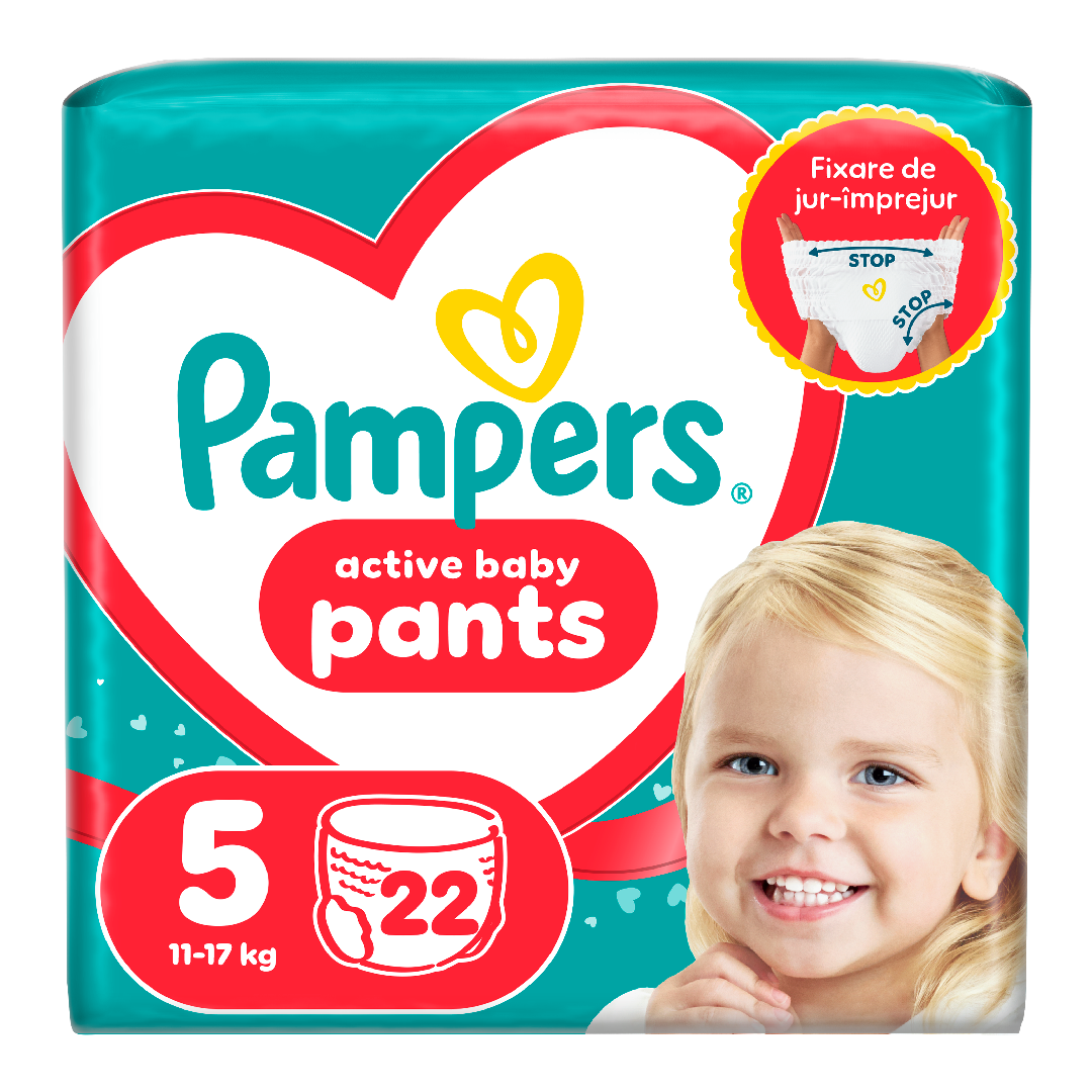 Scutece chilotel Active Baby Pants, marimea 5, 11-17 kg, 22 bucati, Pampers