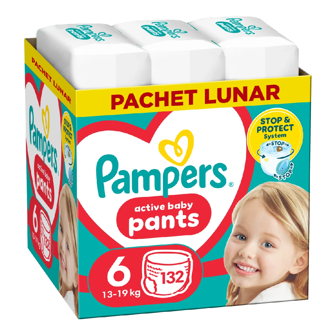Scutece chilotel Active Baby Pants Nr.6, 13-19 kg, 132 bucati, Pampers