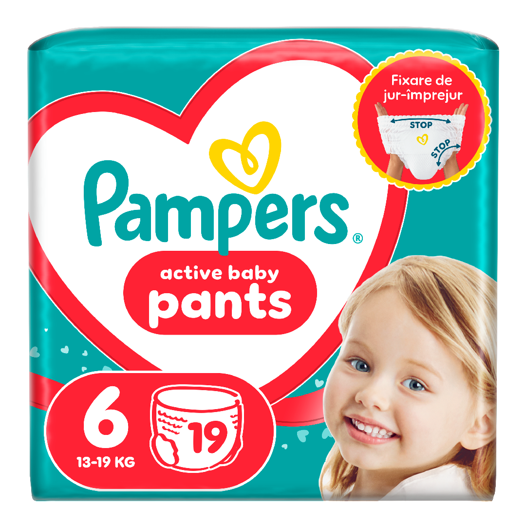 Scutece chilotel Active Baby Pants, marimea 6, 13-19 kg, 19 bucati, Pampers