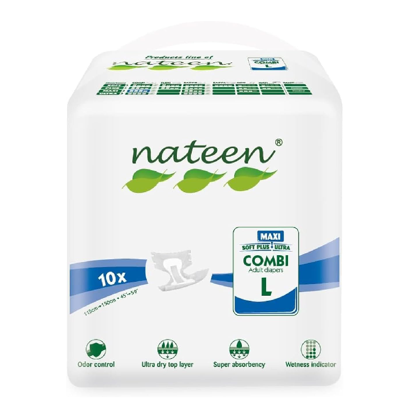 Scutece pentru adulti Combi Maxi Line, marimea L, 10 bucati, Nateen