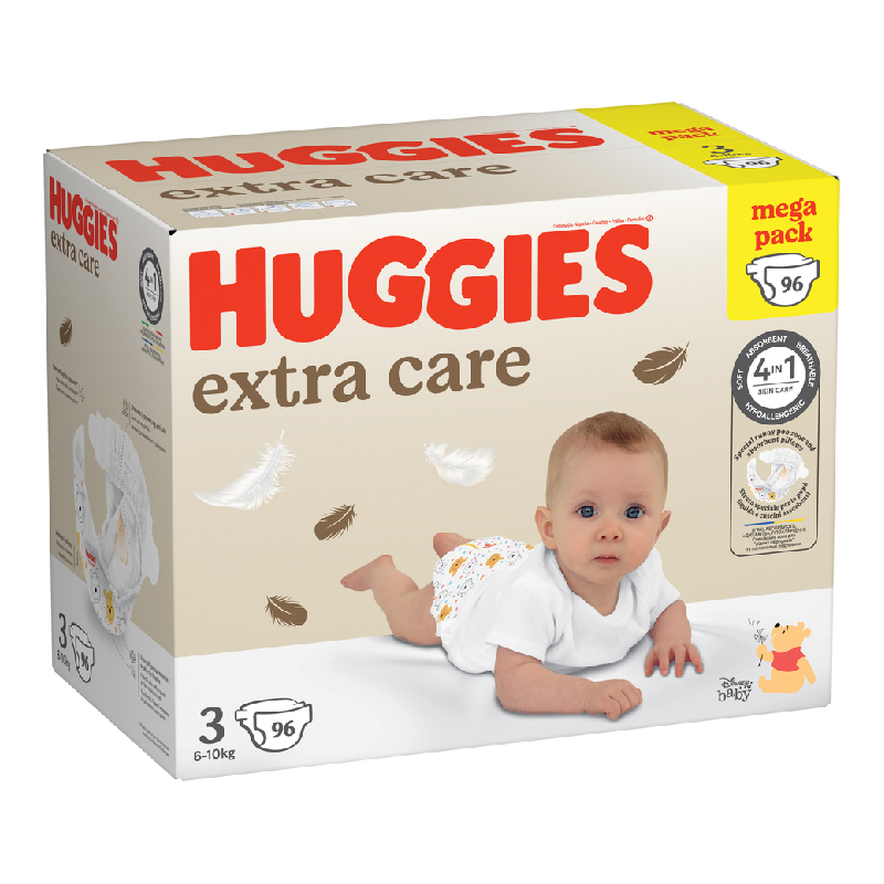 Scutece Extra Care Marimea 3, 6-10 kg, 96 bucati, Huggies