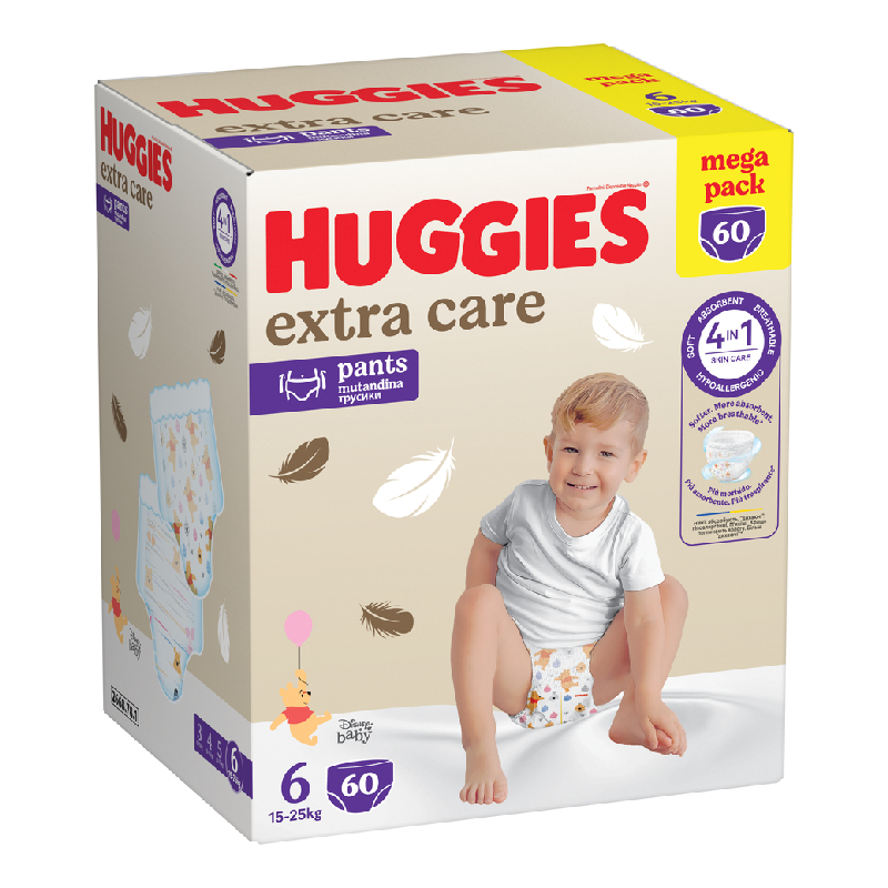 Scutece chilotel Extra Care Pants Nr.6, 15-25 kg, 60 bucati, Huggies