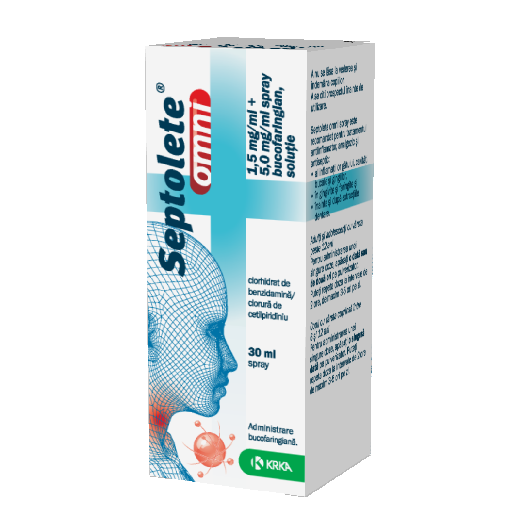 Septolete omni spray, 1,5 mg + 5,0 mg/ml, 30 ml, Krka