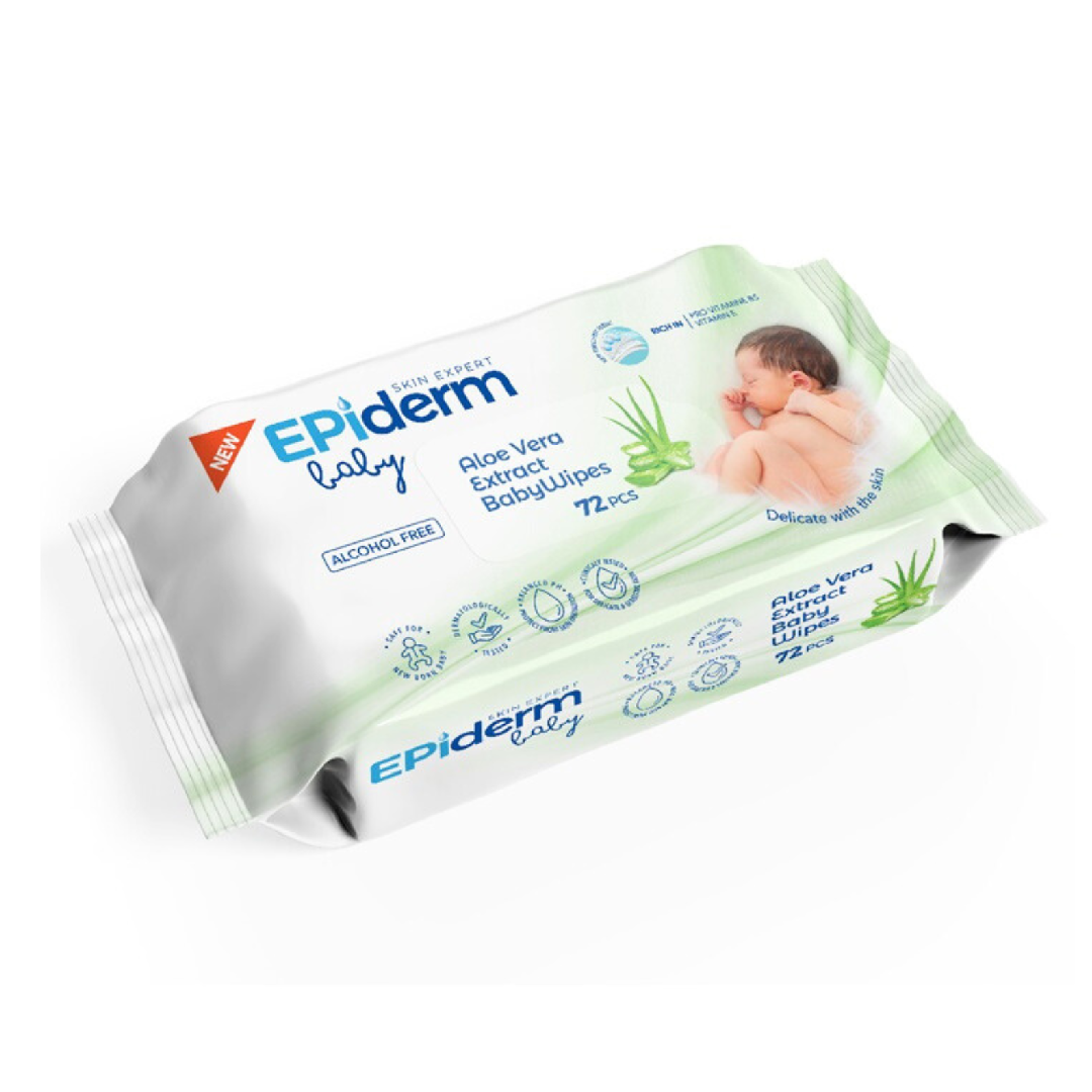 Servetele umede pentru copii cu Aloe Vera, 72 bucati, Epiderm