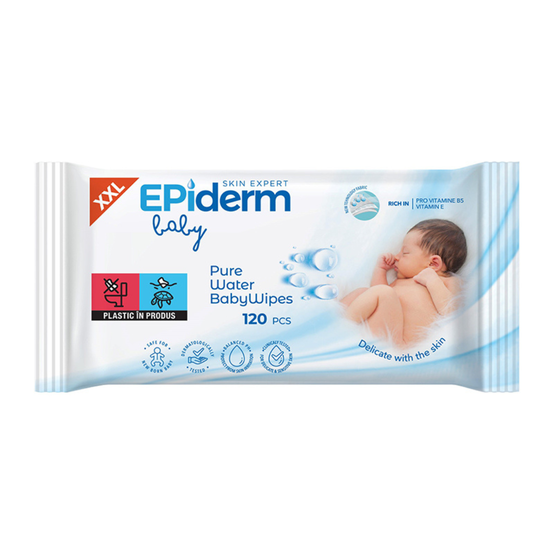 Servetele umede pentru copii, Pure Water, 120 bucati, Epiderm