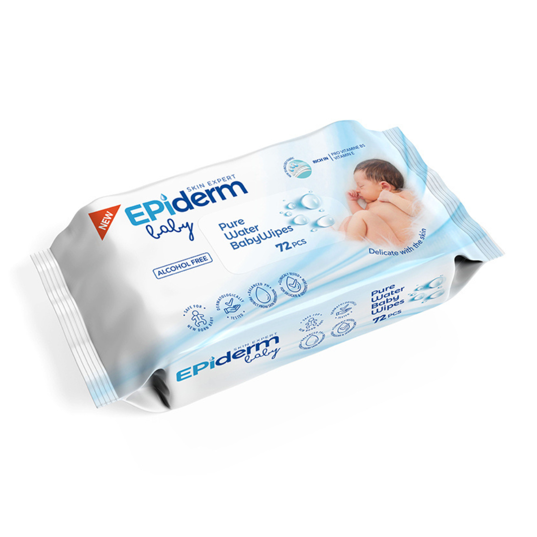 Servetele umede pentru copii, Pure Water, 72 bucati, Epiderm