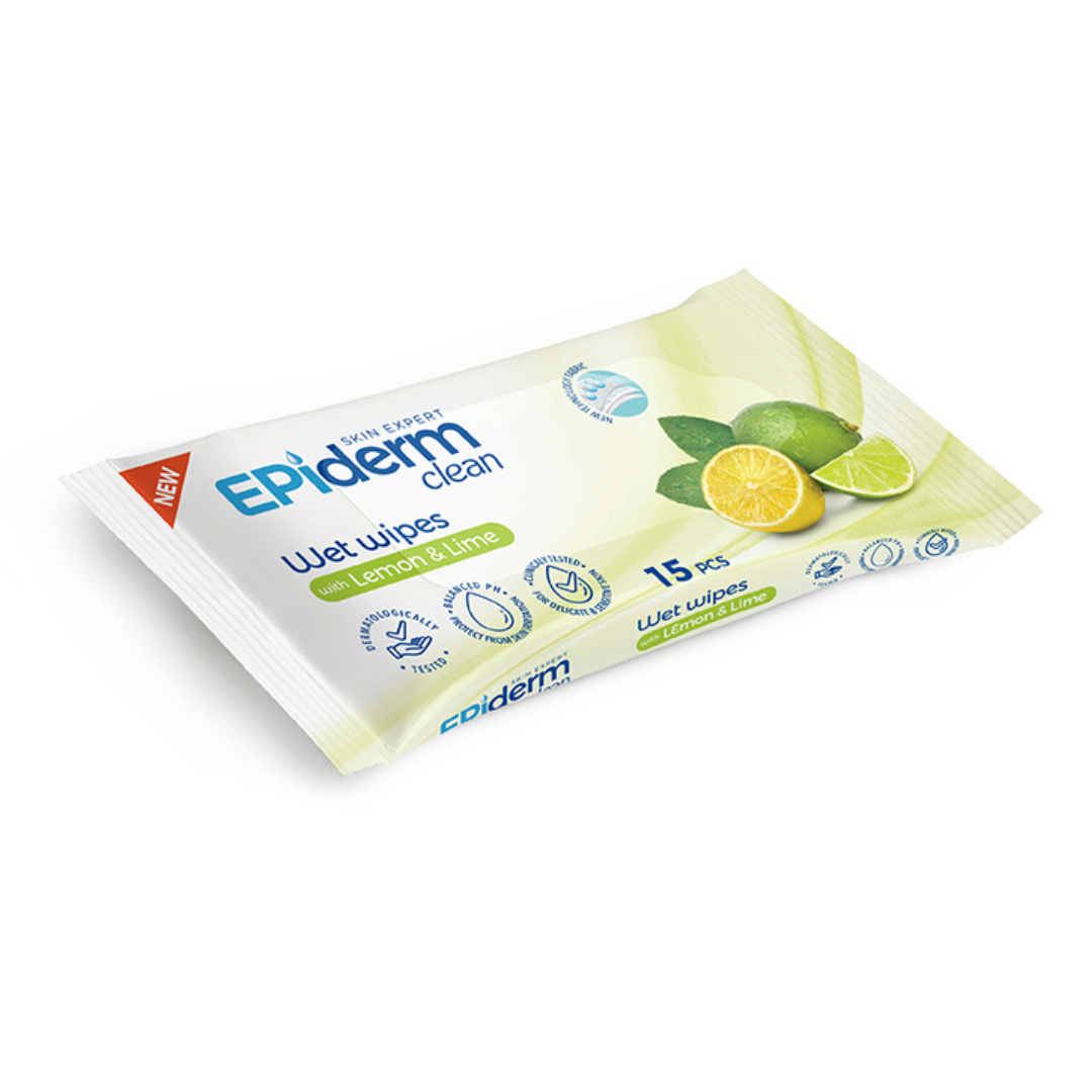Servetele umede cu lamaie si lime, 15 bucati, Epiderm