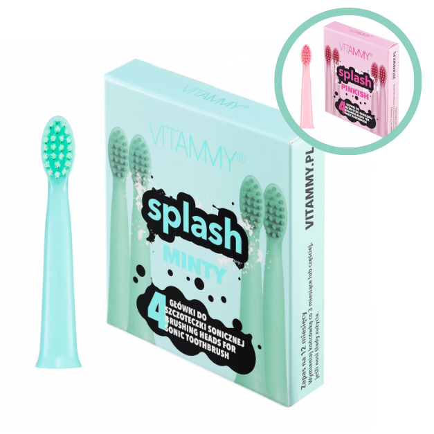 Set 4 rezerve periuta de dinti VITAMMY Splash, verde/ roz