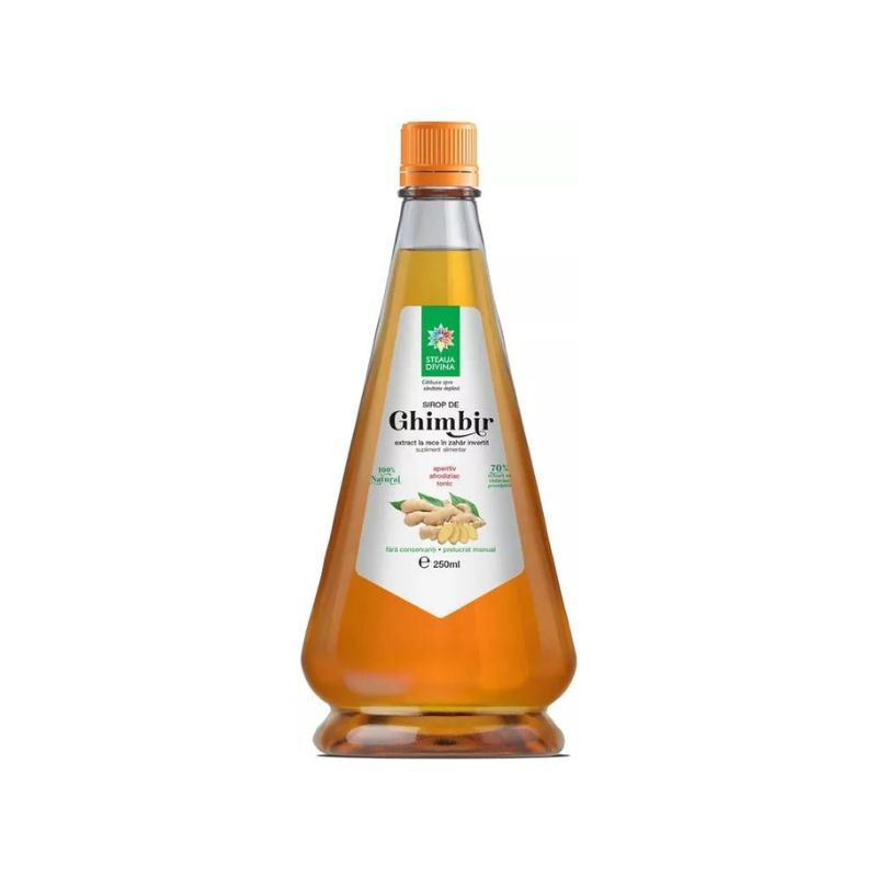 Sirop natural de Ghimbir presat la rece, 250 ml, Steaua Divina