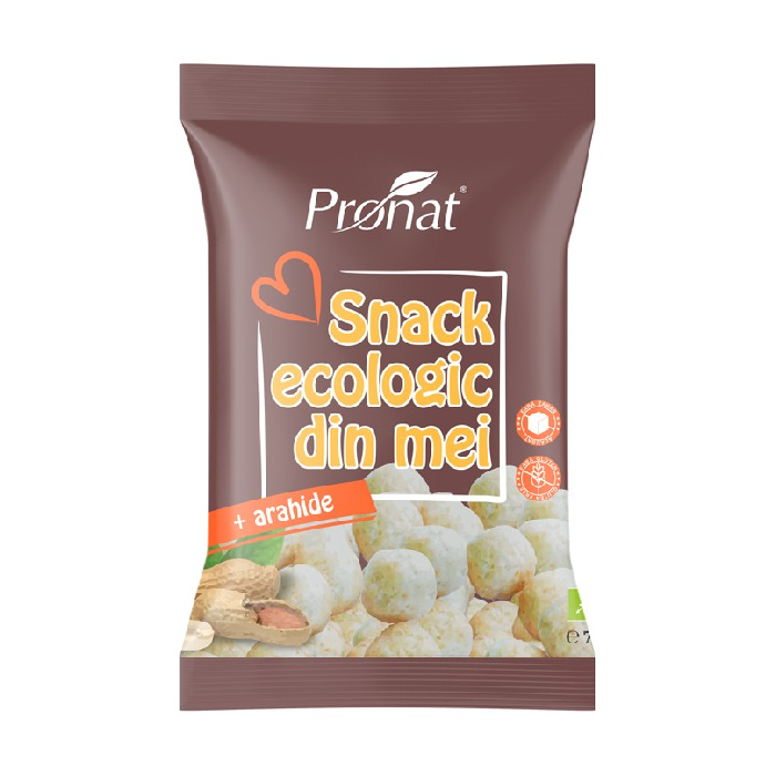 Snack bio din mei cu arahide, fara gluten, 75g, Pronat