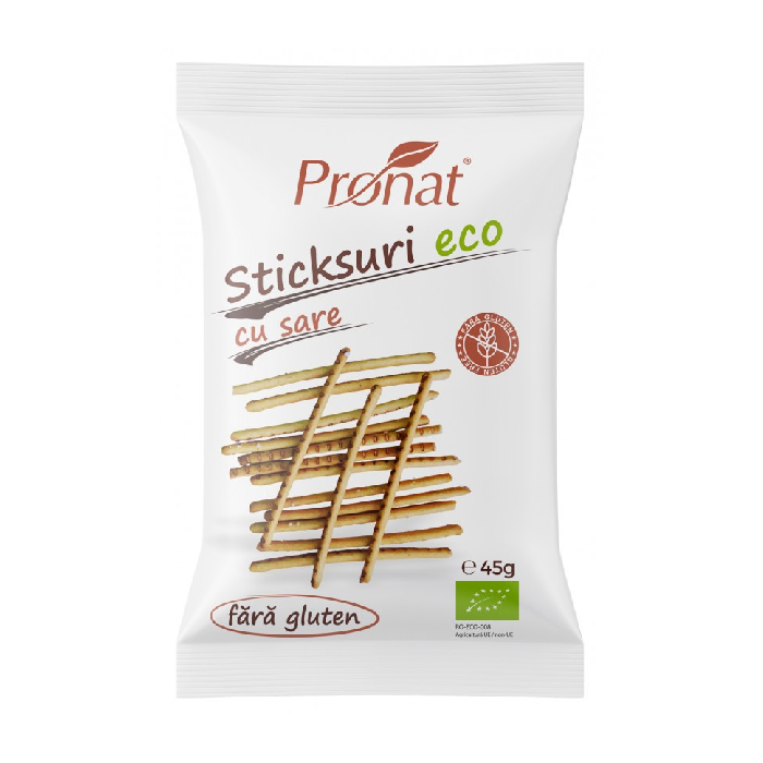 Sticksuri bio cu sare, fara gluten, 45g, Pronat
