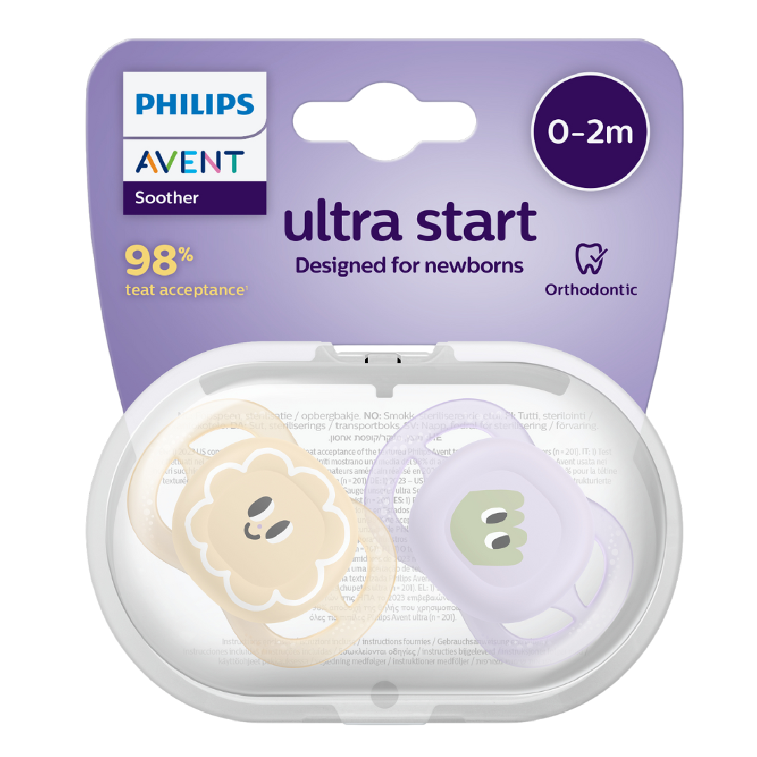 Suzete Ultra Start, 0-2 luni, SCF075/13, Eyes, 2 bucati, Philips Avent