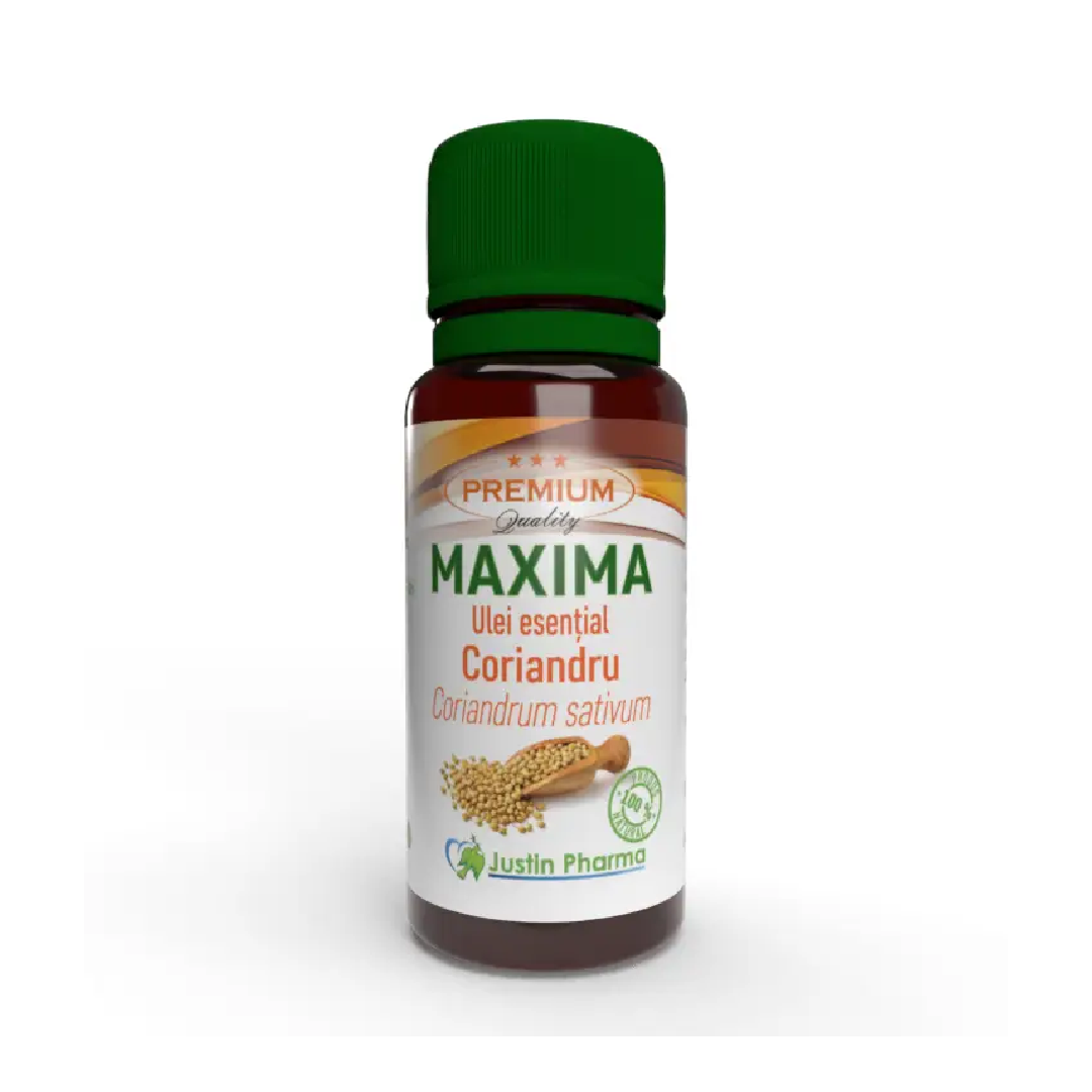 Ulei esential Coriandru Maxima, uz extern, 10 ml, Justin Pharma