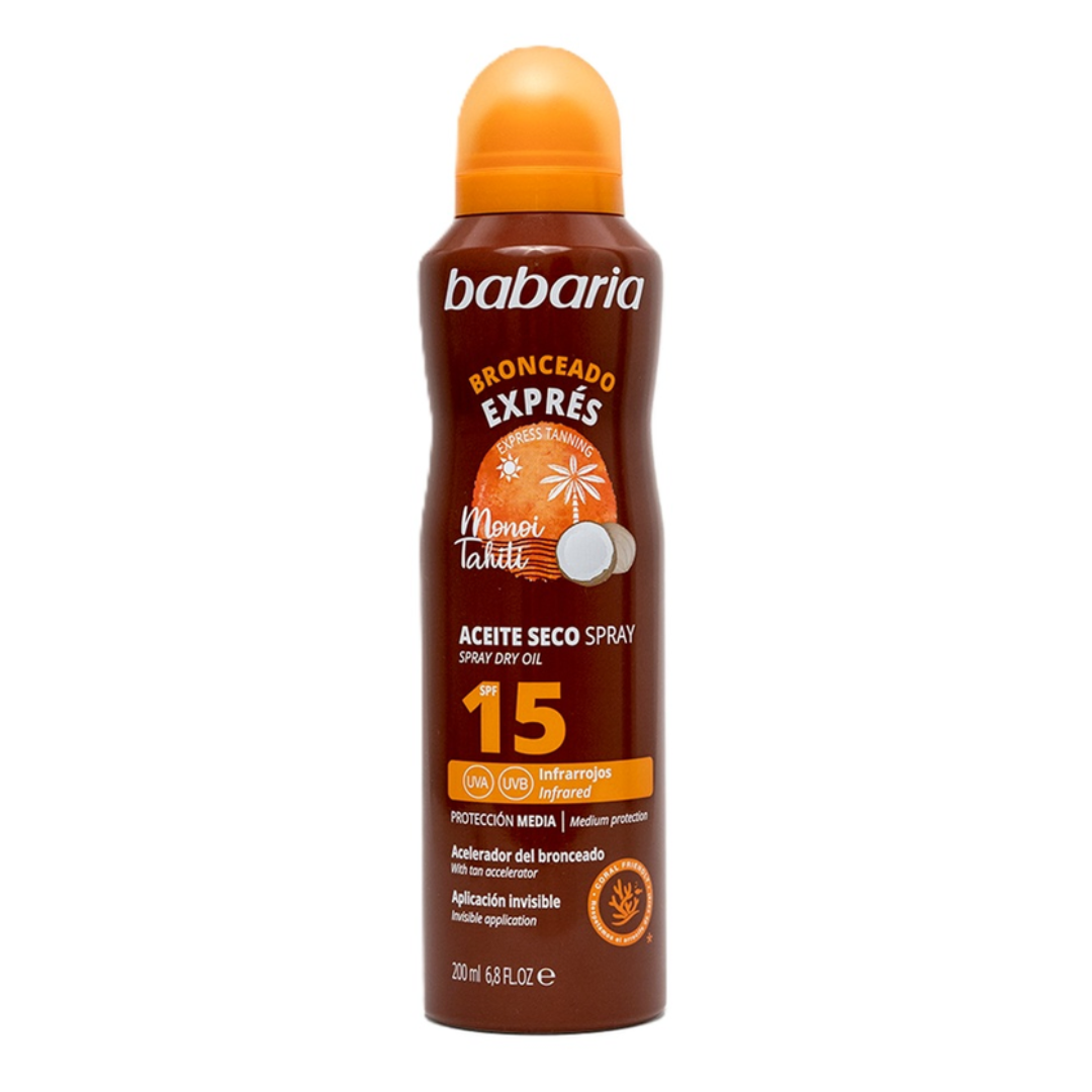 Ulei spray cu accelerator bronzare SPF 15 UVA&UVB Monoi Tahiti, 300 ml, Babaria