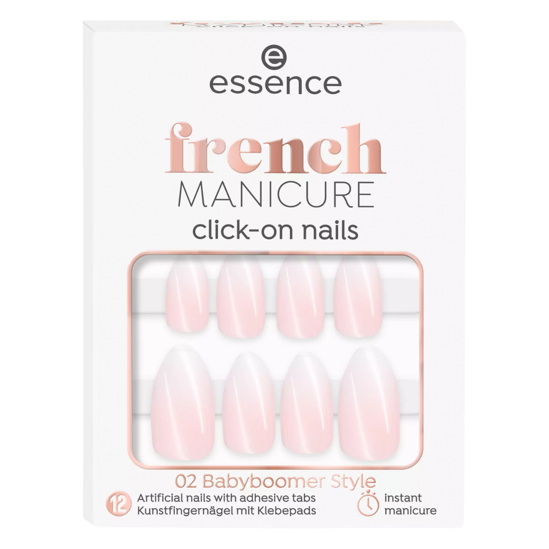 Unghii false French Manicure Click-On, 02 Babyboomer Style, 12 bucati, Essence