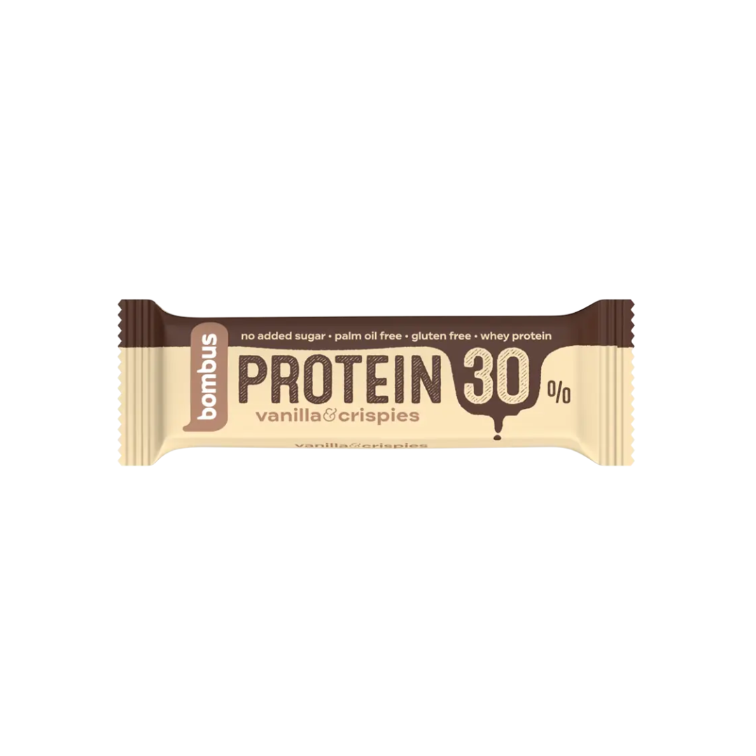 Baton proteic cu vanilie si crispies, 50 g, Bombus