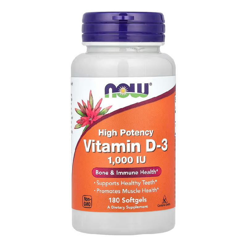 Vitamina D-3, 1,000 UI, 120 gelule moi, Now Foods
