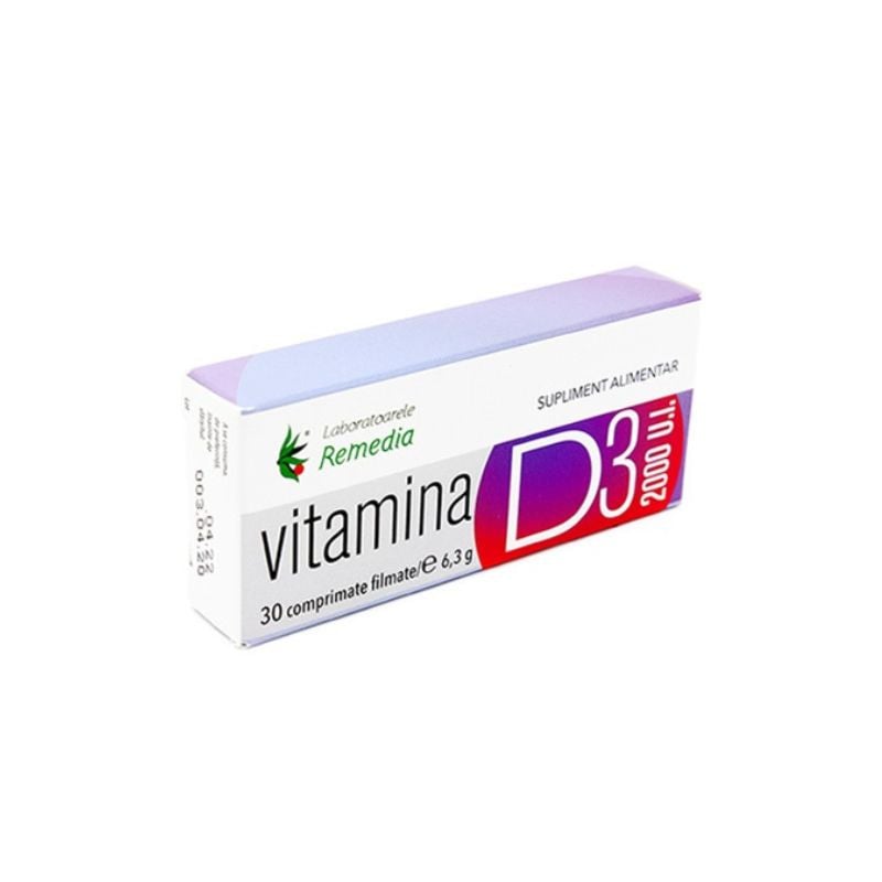 Vitamina D3 2000UI, 30 comprimate filmate