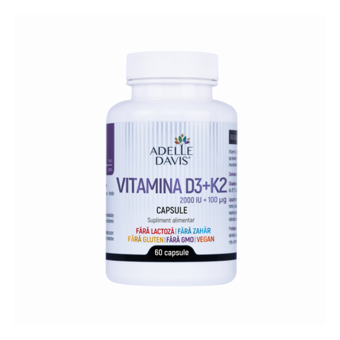 Vitamina D3 50 mcg + K2 100 mcg, 60 capsule, Adelle Davis