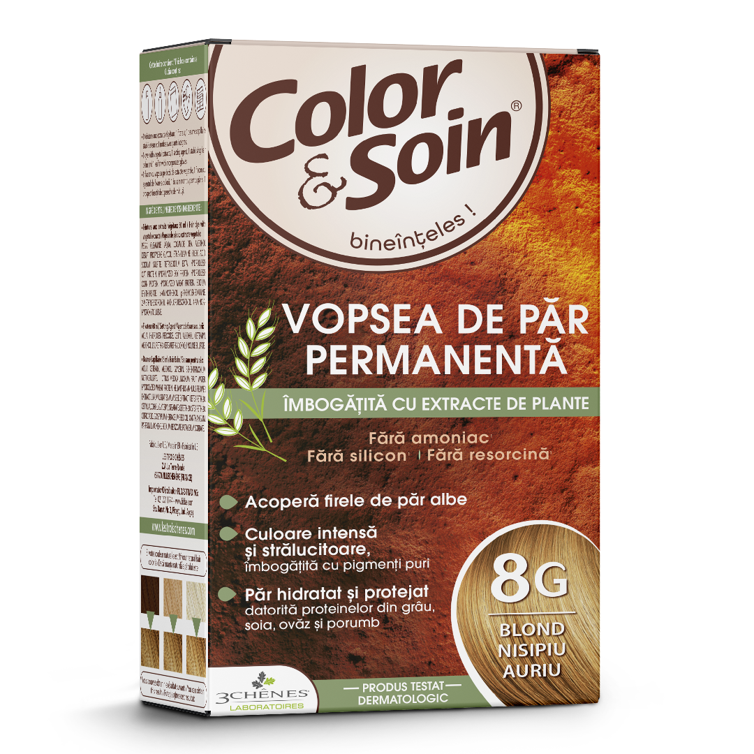 Vopsea de par blond clair dore, 8G, Color&Soin