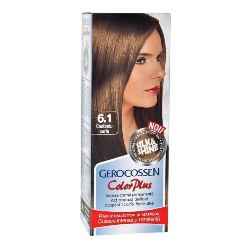 Vopsea de par Silk&Shine, 6.1 Castaniu Auriu, 50ml, Gerocossen