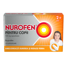 Nurofen pentru copii 2-6 ani, 125 mg, 10 supozitoare, Reckitt