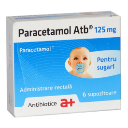 Paracetamol ATB 125 mg, 6 supozitoare, Antibiotice SA